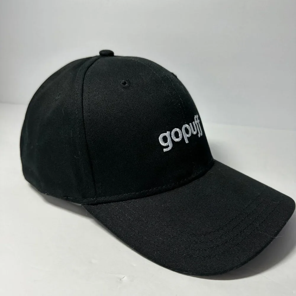 Gopuff Delivery Black Adjustable Strap Back Trucker Hat Baseball Cap NWOT - Picture 5 of 7